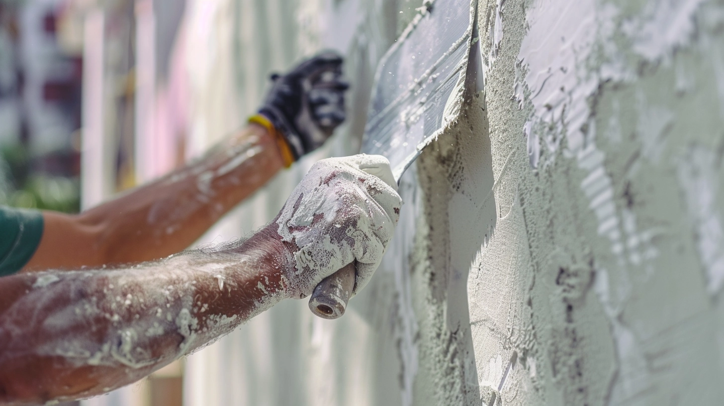 Construction Worker Applying Adhesive