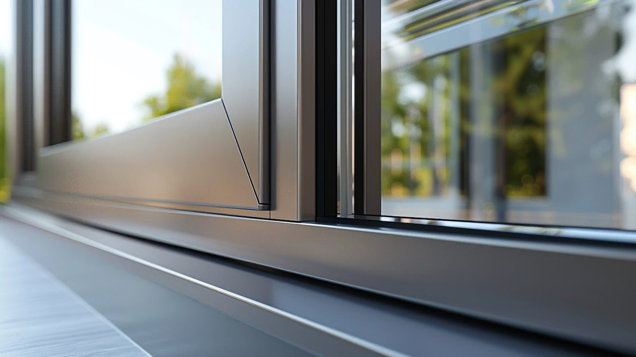 Close up of premium triple glazed window profile
