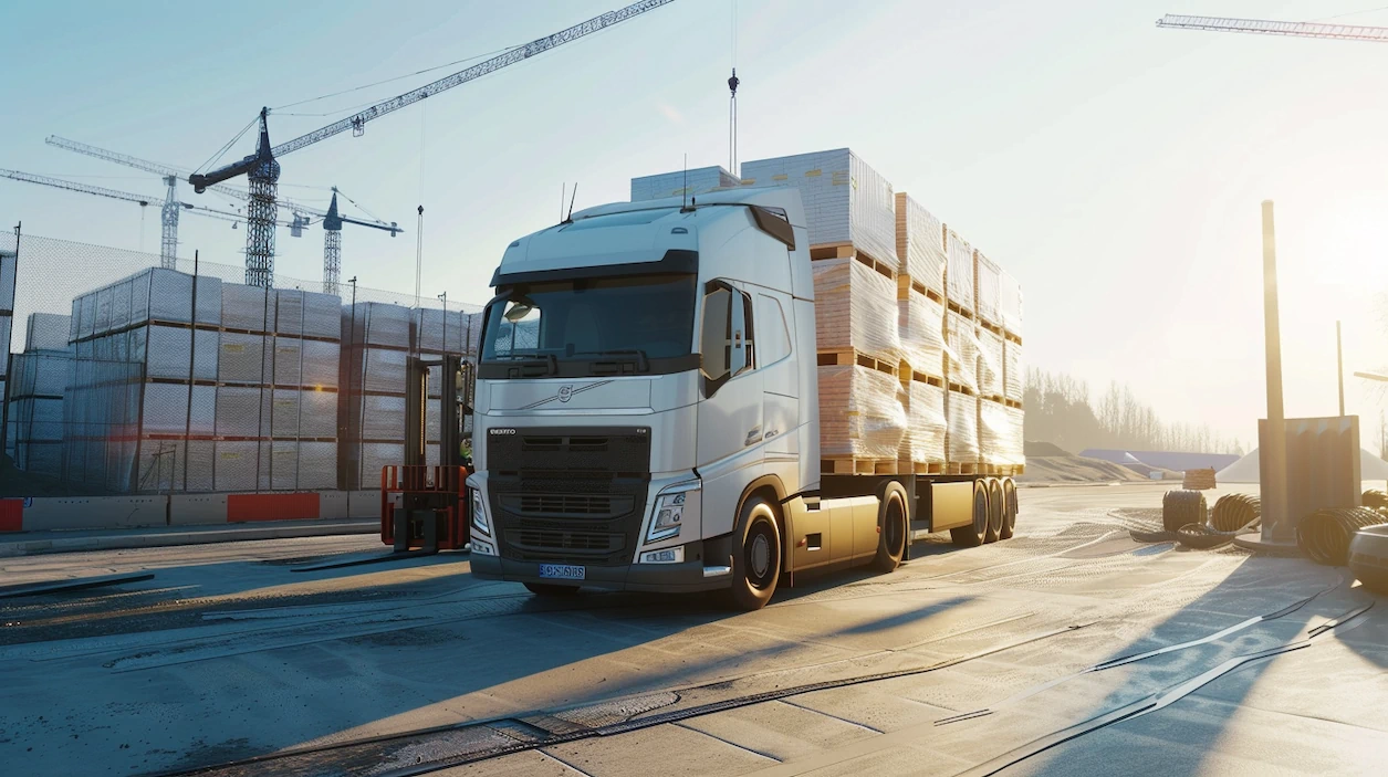 Just-in-time delivery at a modern construction site