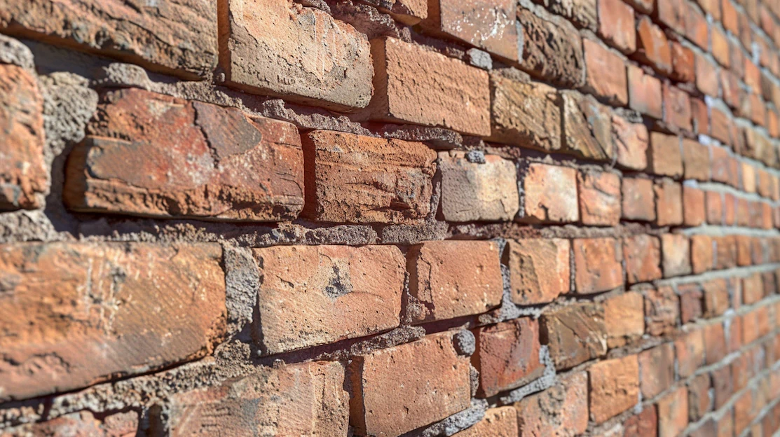 Reclaimed brick slips showing unique texture and weathered edges