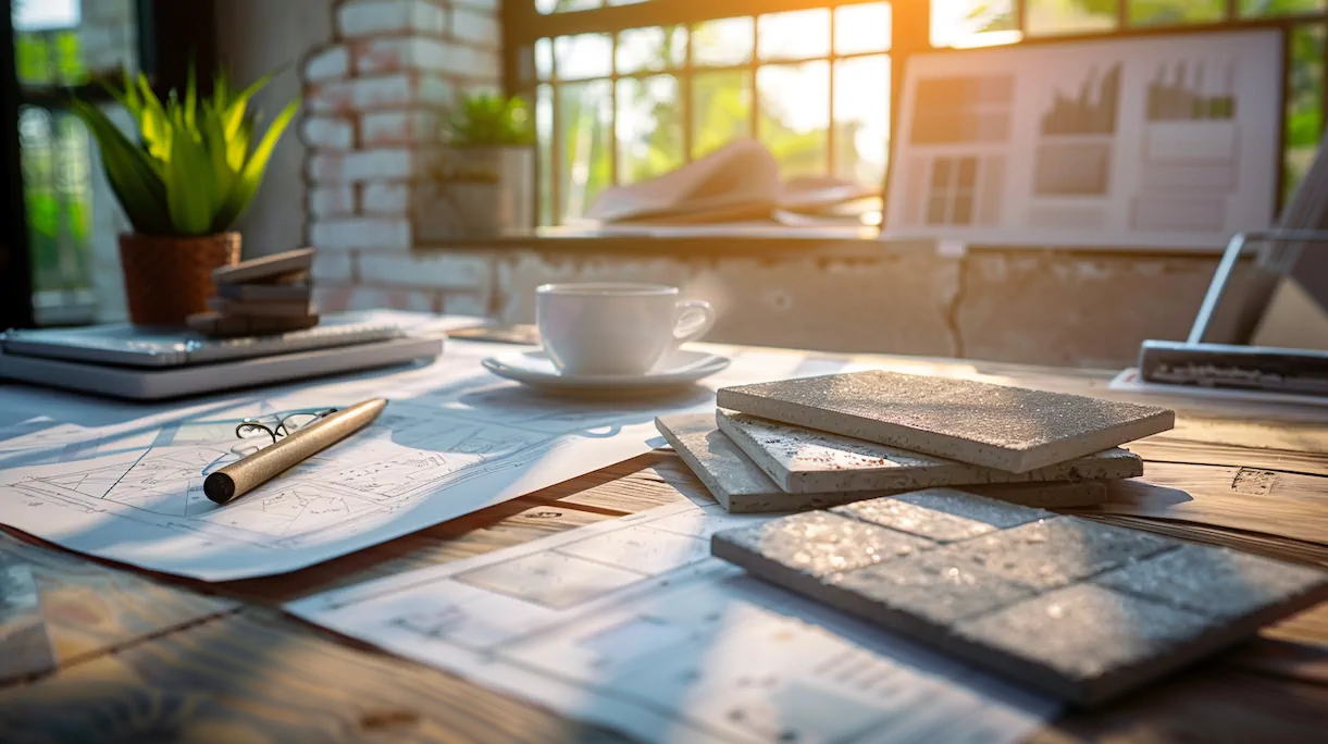 Architectural Plans and Stone Samples